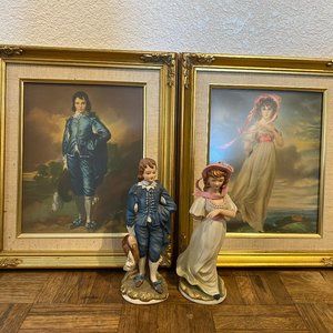 Pinkie and Blue Boy Lithograph and Figurines